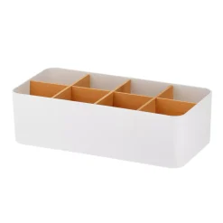 Organizzatore per il bagno 8 scomparti in bambù Naturo Bianco