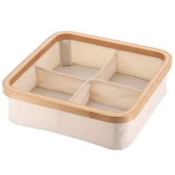 Organizzatore quadrato pieghevole 4 scomparti (L30 x H10 cm) Purebamboo Panna