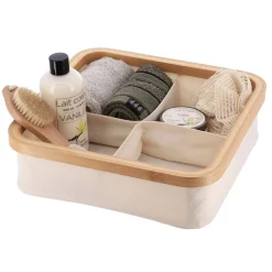 Organizzatore quadrato pieghevole 4 scomparti (L30 x H10 cm) Purebamboo Panna