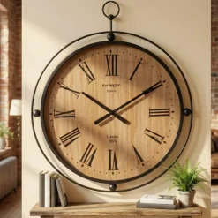 Orologio da parete in metallo (85 cm) Benito Nero