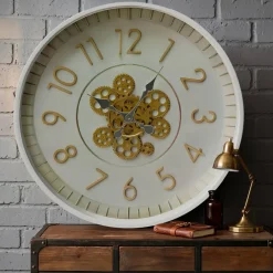 Orologio da parete rotondo in metallo (55 cm) Torino Crema