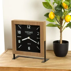 Orologio da tavolo legno (H23 cm) Silence Vintage