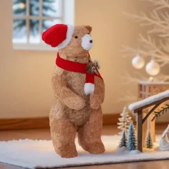 Orso decorativo in legno (H73 cm) Gulliver curioso Marrone chiaro