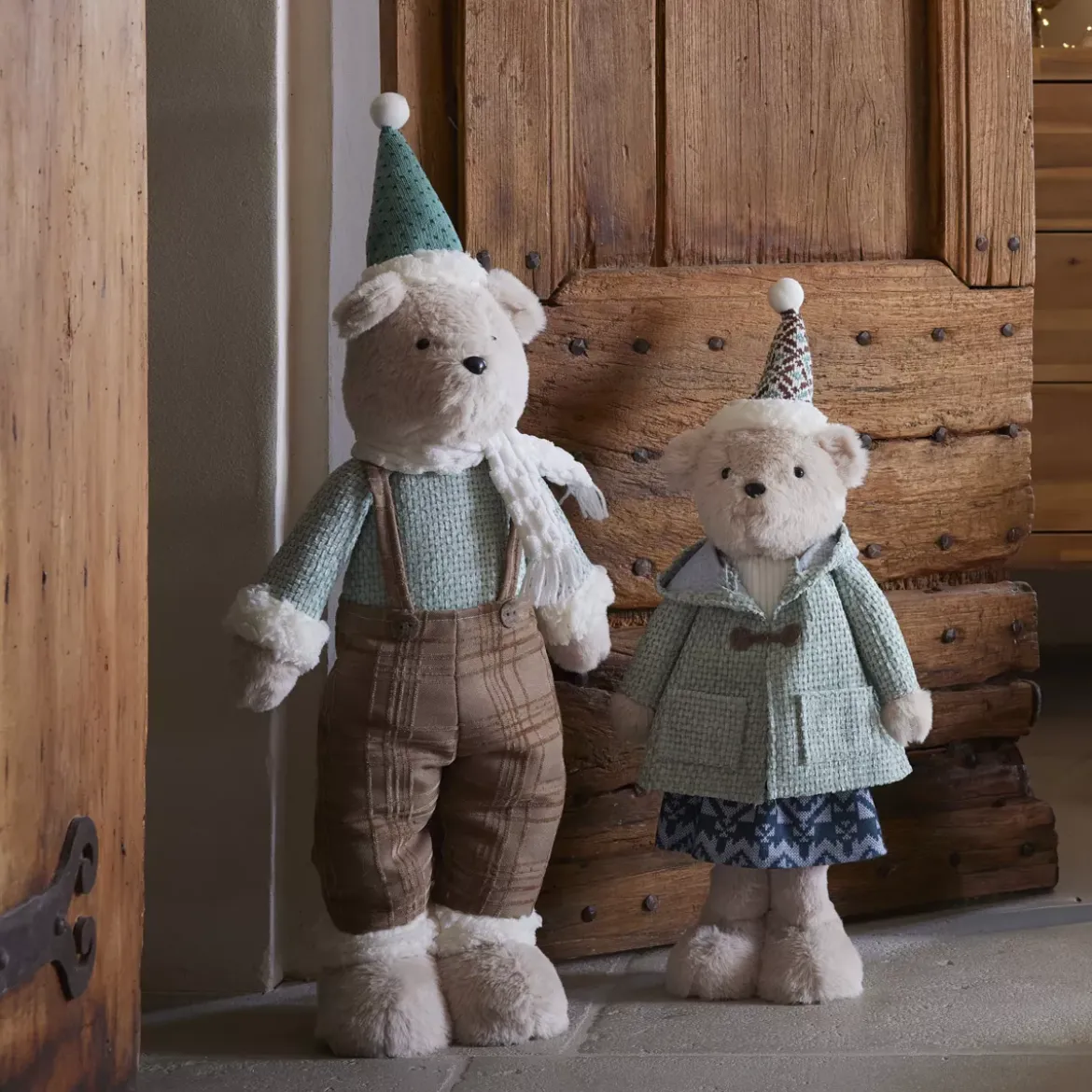 Orso delle nevi (H75 cm) Gabriel Beige e verde chiaro