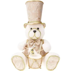 Orso di Natale decorativo (H33 cm) Maestoso musicista Oro