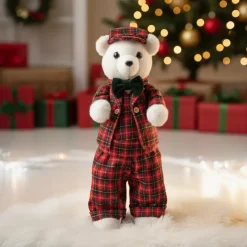 Orso di Natale (H52 cm) Teddy a quadri tartan Rosso