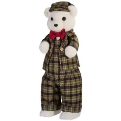 Orso di Natale (H52cm) Teddy a quadri tartan Verde