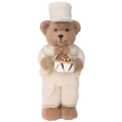 Orso di Natale in piedi (H41 cm) Tamburo d'oro Crema