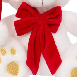 Orso di peluche (H34 cm) Jules e Fiocco in velluto Bianco e rosso