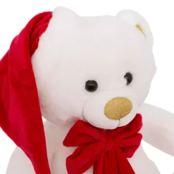 Orso di peluche (H34 cm) Jules e Fiocco in velluto Bianco e rosso