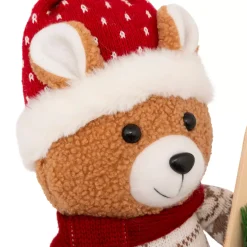Orso peluche in piedi (H50 cm) Piccolo Sciatore Rosso