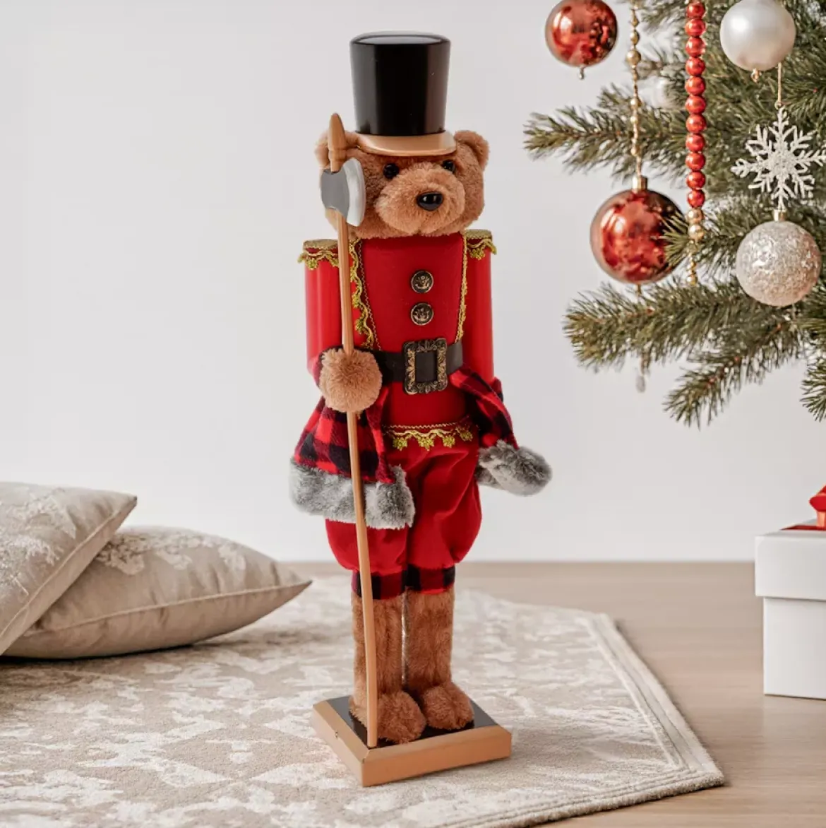Orso schiaccianoci (H60 cm) Misha il soldato Rosso e nero