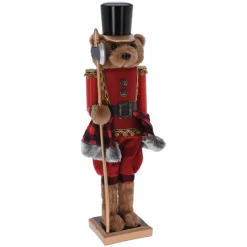 Orso schiaccianoci (H60 cm) Misha il soldato Rosso e nero