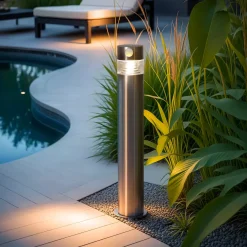Paletto da giardino 8 LED 150 lumen (H23 cm) Premium Argento