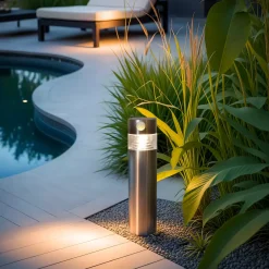 Paletto da giardino solare 8 LED 150 lumen (H30 cm) Premium Argento