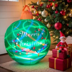 Palla di Natale gonfiabile e luminosa LED (D90 cm) Merry Christmas Verde