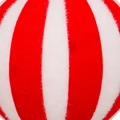 Pallina di Natale (D100 mm) a Righe Rosse e Bianche