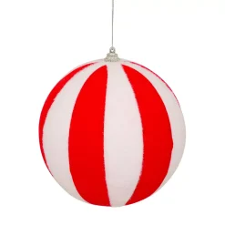 Pallina di Natale (D150 mm) a Righe Rosse e Bianche