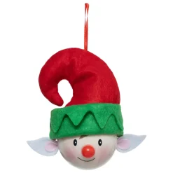 Pallina di Natale (D75 mm) Folletto con naso rosso
