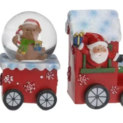 Pallina di neve (H8 cm) Treno di Natale Felice