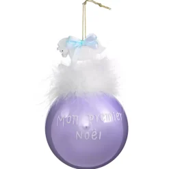 Palline di Natale di vetro (D90 mm) cavalluccio il mio primo Natale Lilla