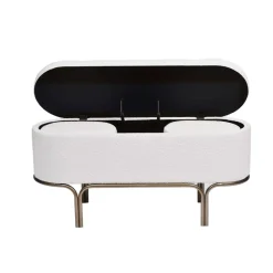 Panca contenitore e 2 pouf (L116 cm) Ivanhoe Ecru
