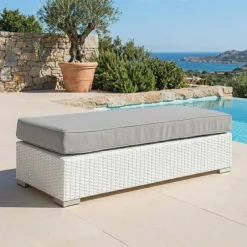 Panca in resina intrecciata 2 posti Palma Bianco e grigio
