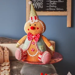 Pan di zenzero decorativo seduto (H40 cm) Johnny il Clown Multicolore