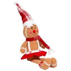 Pan di zenzero seduto (H43 cm) Miss Natale Marrone chiaro