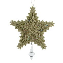 Pendente di Natale (H13 cm) Stella dei Sogni Dorata Glitterata