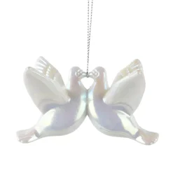 Pendente di Natale (H6 cm) Uccello delle nevi Bianco perlato