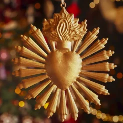 Pendente di Natale in metallo (D14 cm) Exvoto di Natale Oro antico