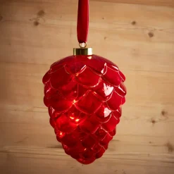 Pendente luminoso a pile 15 LED (D15 cm) Pigna di Venezia Rosso