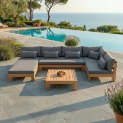 Penisola da giardino legno d'acacia Bornéo - Grigio antracite