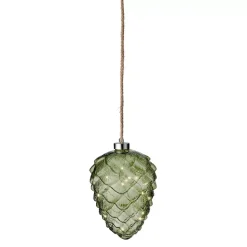 Pigna luminosa in vetro a pile 15 LED (H21 cm) Vintage Tè verde/bianco caldo
