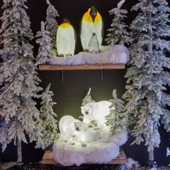 Pinguino luminoso fibra di vetro 8 LED (50 cm) Zélian Bianco freddo