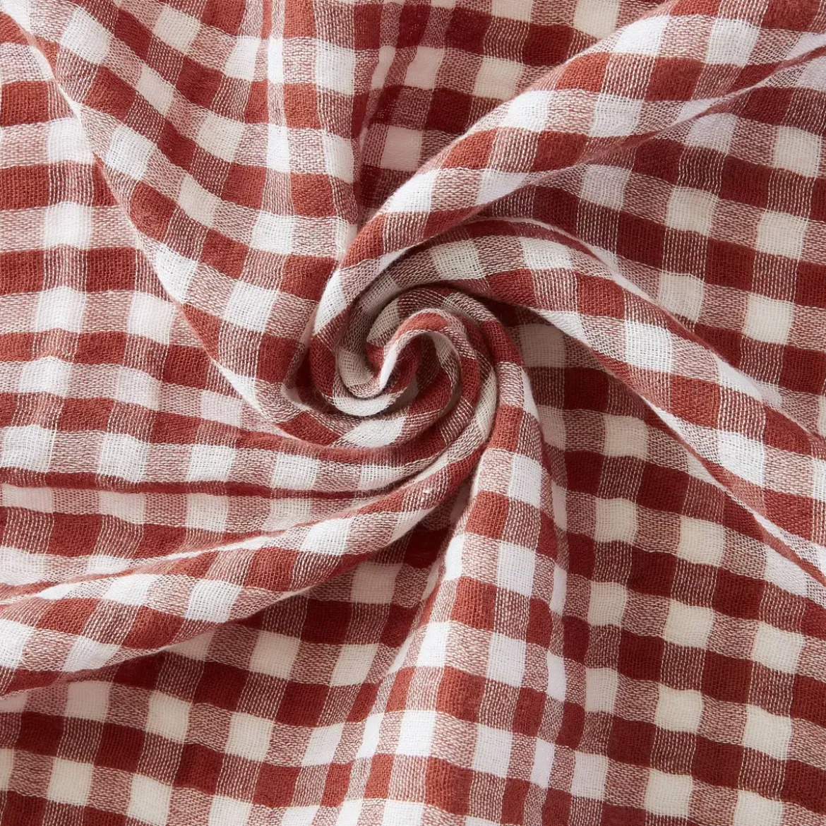 Piumino garza di cotone (90 x 200 cm) Gaïa vichy Terracotta