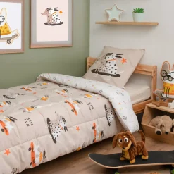 Piumone stampato per bambini e una federa in cotone (140 x 200 cm) Isidore Multicolore