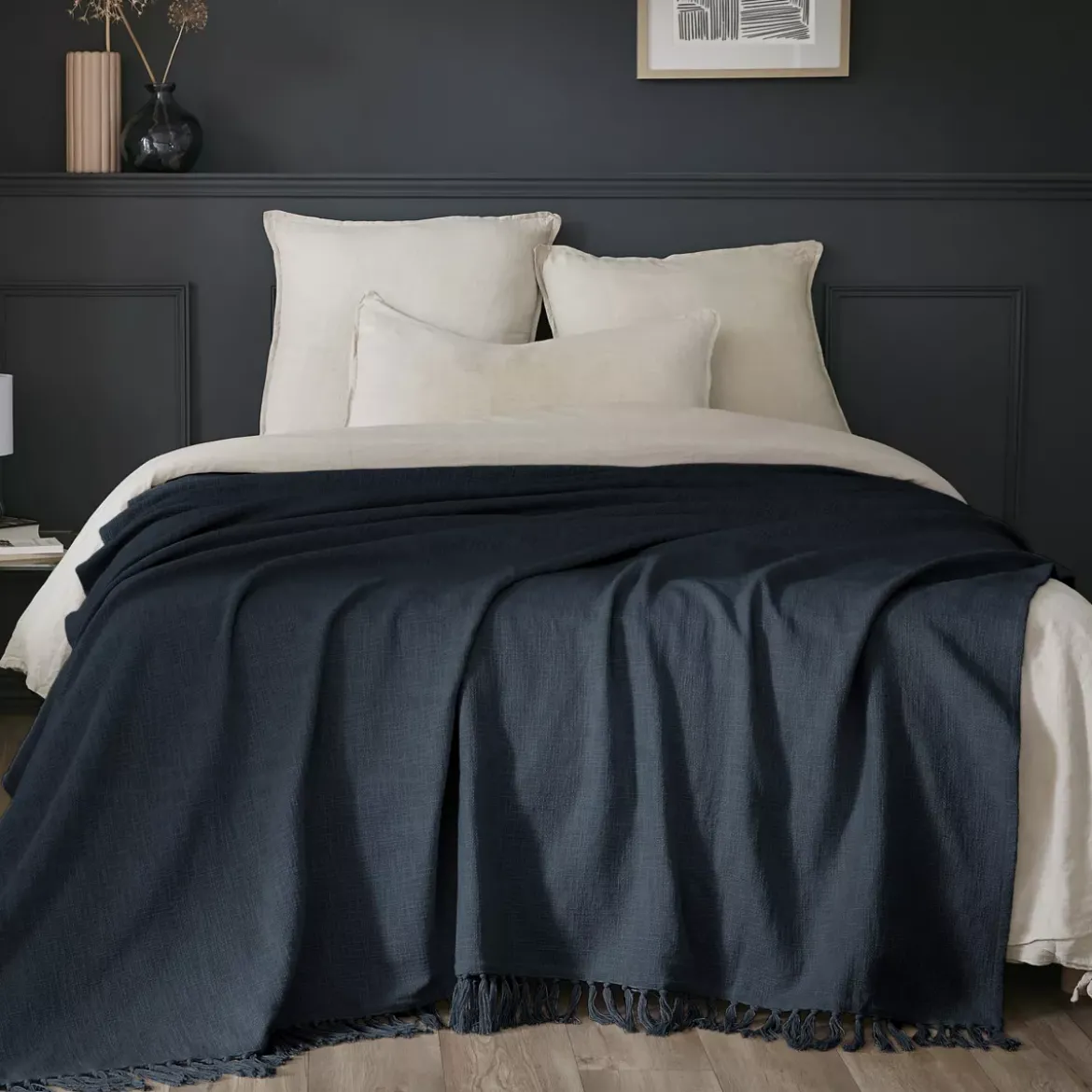 Plaid cotone (180 x 220 cm) Sixtine Blu notte
