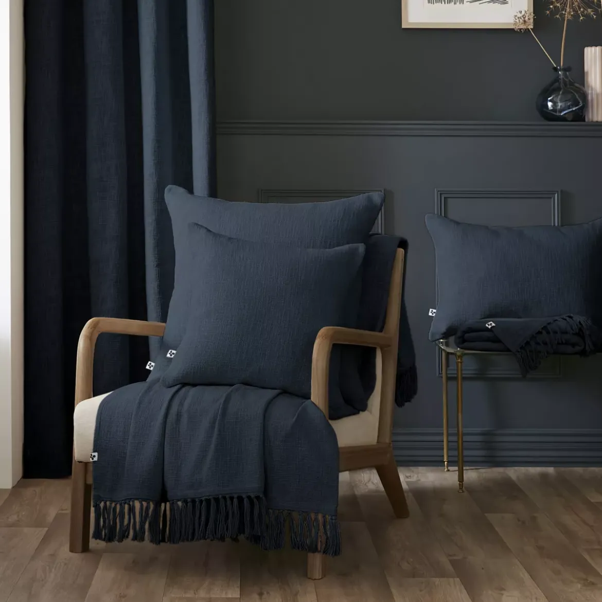 Plaid cotone (180 x 220 cm) Sixtine Blu notte