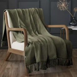 Plaid cotone (130 x 160 cm) Sixtine Verde rosmarino