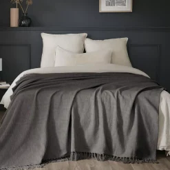 Plaid cotone (180 x 220 cm) Sixtine Grigio ardesia
