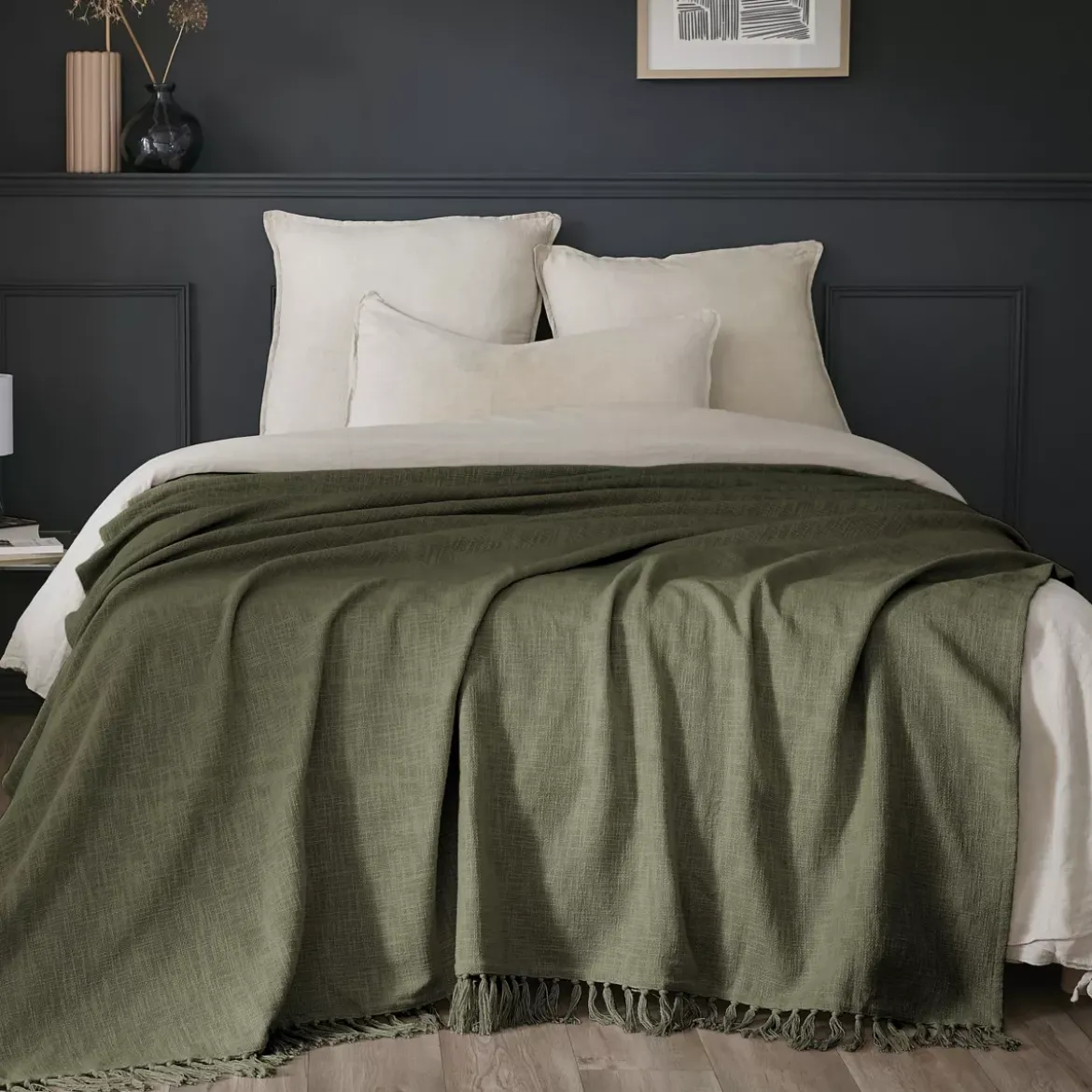 Plaid cotone (180 x 220 cm) Sixtine Verde rosmarino