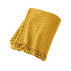 Plaid garza di cotone (160 cm) Gaïa Giallo zafferano