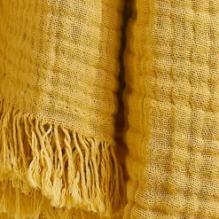 Plaid garza di cotone (160 cm) Gaïa Giallo zafferano