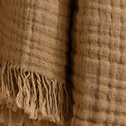 Plaid garza di cotone (220 cm) Gaïa Camel