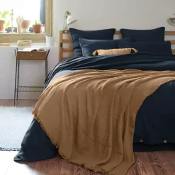 Plaid garza di cotone (220 cm) Gaïa Camel