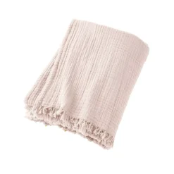 Plaid garza di cotone (160 cm) Gaïa Rosa cipria