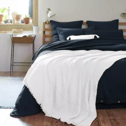 Plaid garza di cotone (220 cm) Gaïa Bianco chantilly