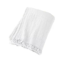 Plaid garza di cotone (220 cm) Gaïa Bianco chantilly
